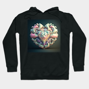 A Fractal Design in A Heart Motif Hoodie